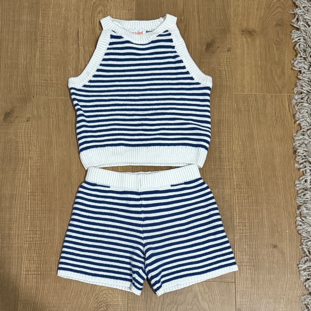 Cat & Jack Blue and White Striped Knit Set
